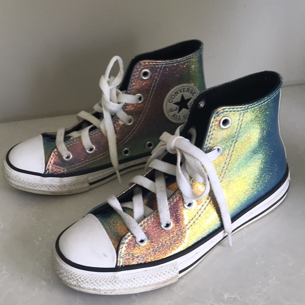 Metallic high top all stars, size 1